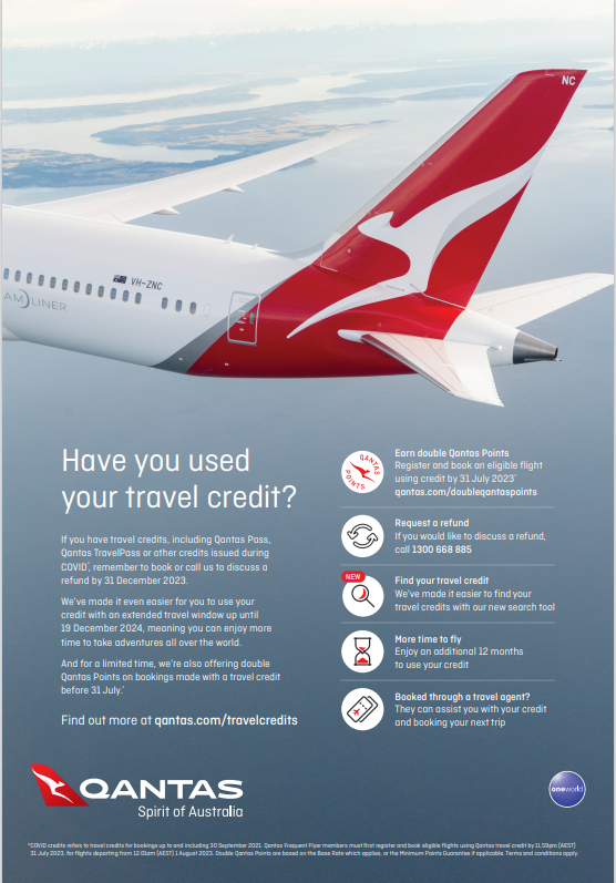 Is there qantas travel credit with your name on it?